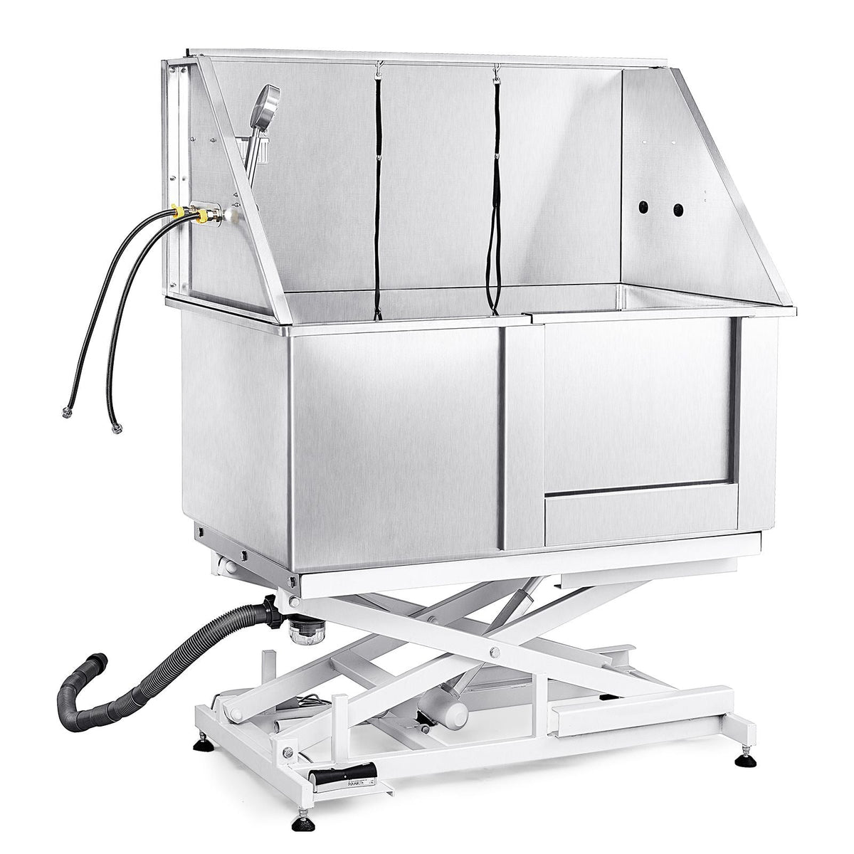 50" Pet Dog Bathing Station Electric Height Adjustment, Professional Stainless Steel Dog Grooming Tub w/ Soap Box, Faucet,Rich Accessory,Bathtub for Multiple Pets, Washing Sink for Home(Right)