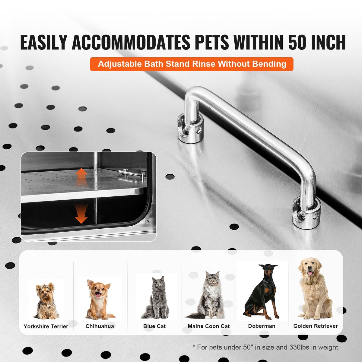 50" Pet Dog Bathing Station w/Stairs, Professional Stainless Steel Dog Grooming Tub w/ Soap Box, Faucet,Rich Accessory, Dog Bathtub for Large,Medium,Small Pets, Washing Sink for Home Left