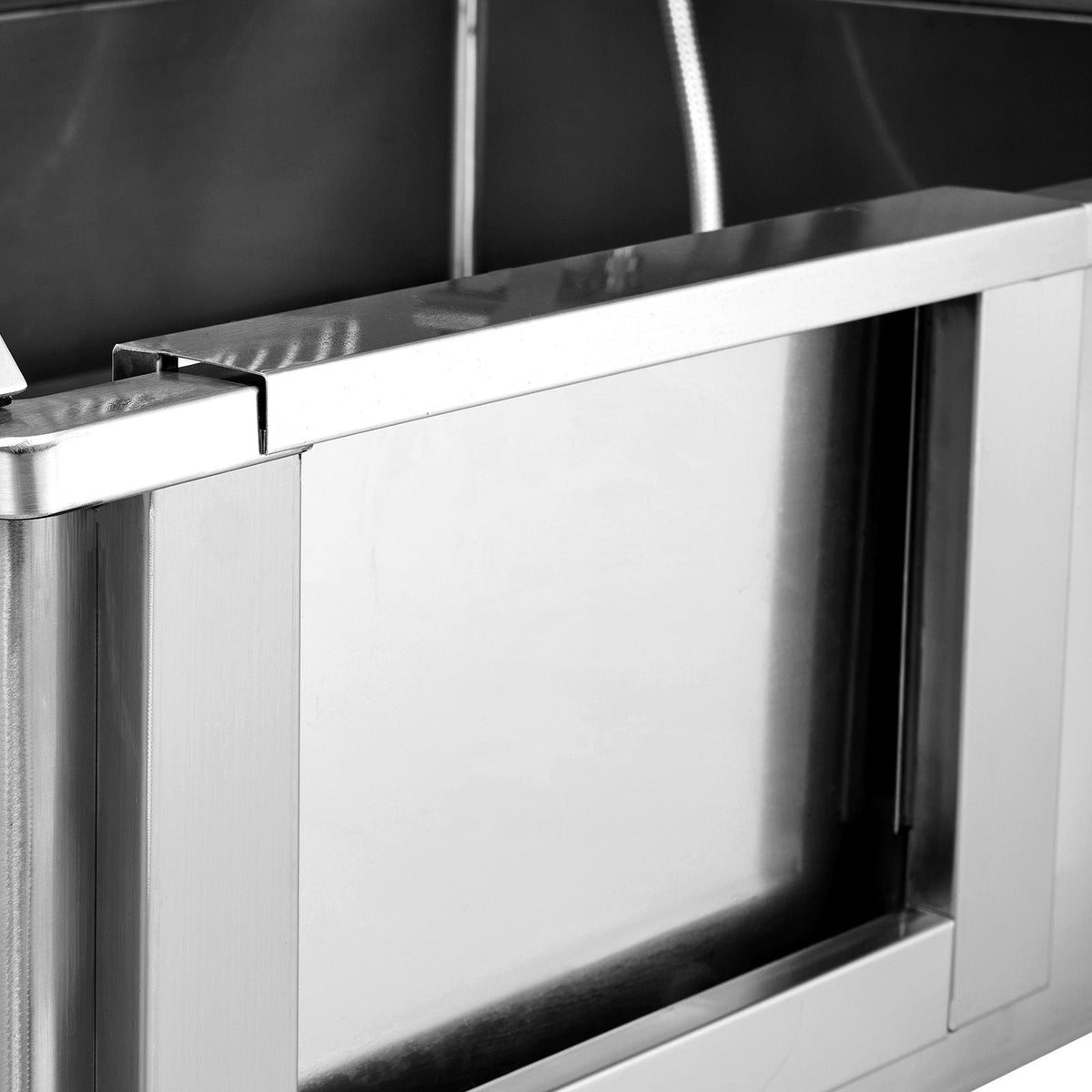 50" Pet Dog Bathing Station w/Stairs, Professional Stainless Steel Dog Grooming Tub w/ Soap Box, Faucet,Rich Accessory, Dog Bathtub for Large,Medium,Small Pets, Washing Sink for Home Left