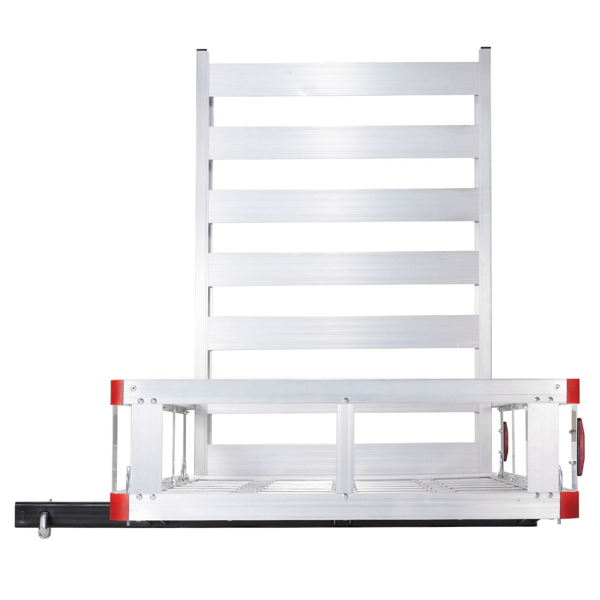 50 x 29.5 x 8.7 inch Hitch Cargo Carrier, 500lbs Capacity Trailer Hitch Mounted Cargo Basket, Aluminum Luggage Carrier Rack with Folding Ramp, Fits 2" Hitch Receiver for SUV Truck Pickup Camping