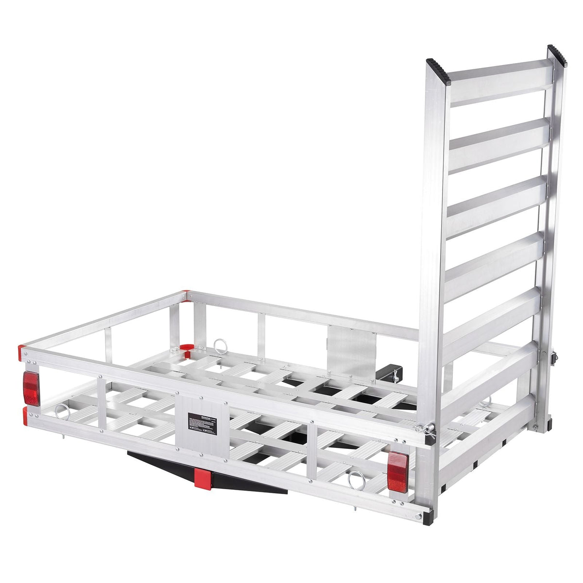 50 x 29.5 x 8.7 inch Hitch Cargo Carrier, 500lbs Capacity Trailer Hitch Mounted Cargo Basket, Aluminum Luggage Carrier Rack with Folding Ramp, Fits 2" Hitch Receiver for SUV Truck Pickup Camping