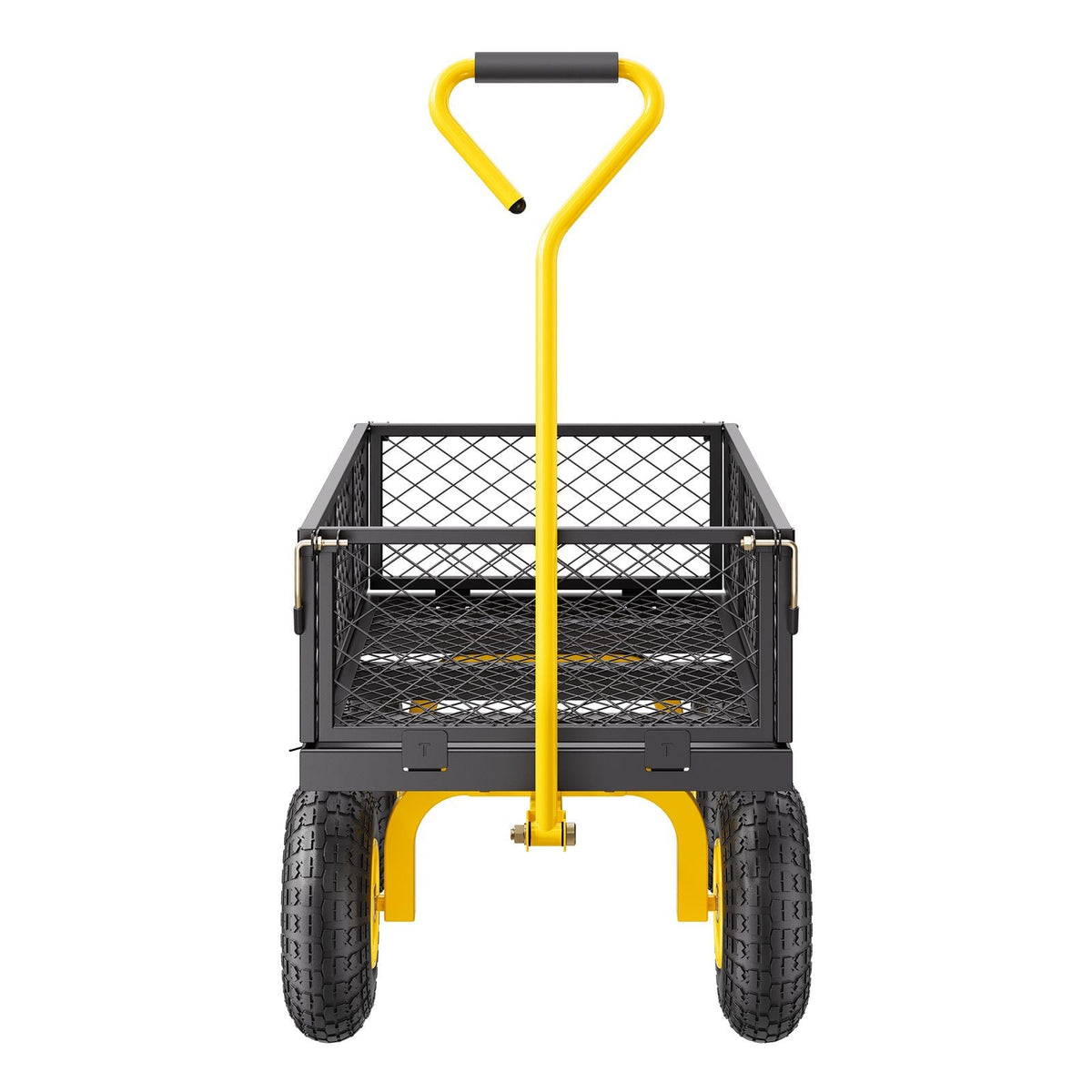 500 Lbs Steel Garden Cart, Heavy Duty Garden Wagon Cart Pullable on Wheels, Metal Yard Utility Wagon Carts with 10" All Terrain Tires, Mesh Removable Sides and 180°Rotating Handle