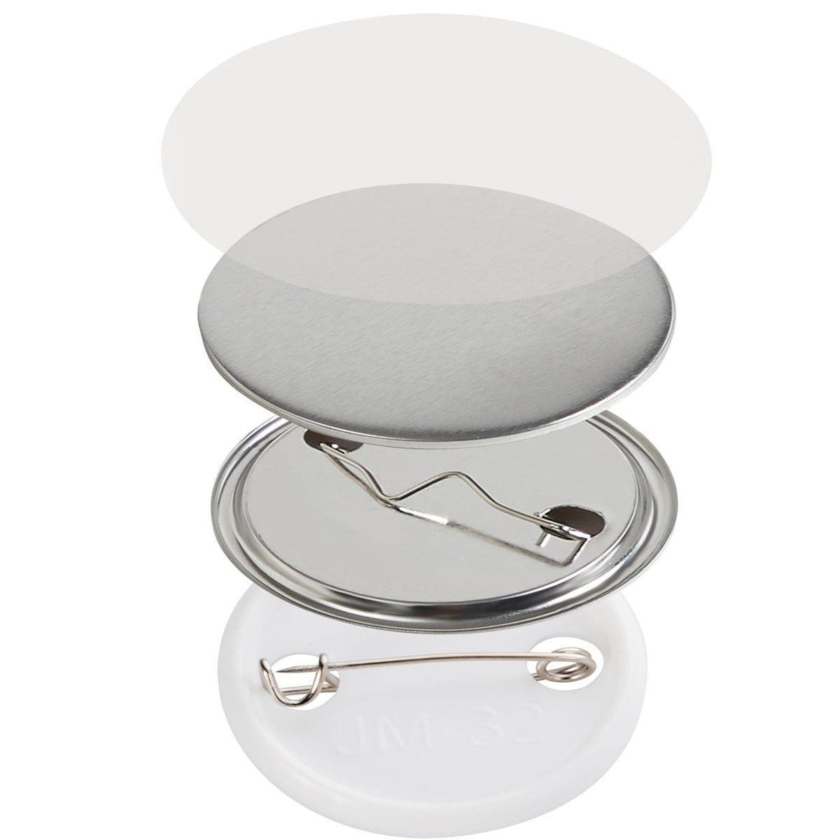 500 Sets 1.25 inch 32mm Pin Back Button Parts, DIY Round Button Badge Parts, Set Includes Metal Top, Plastic/Metal Button, Clear Film, and Blank Paper For Gifts Presents, Machine NOT Included
