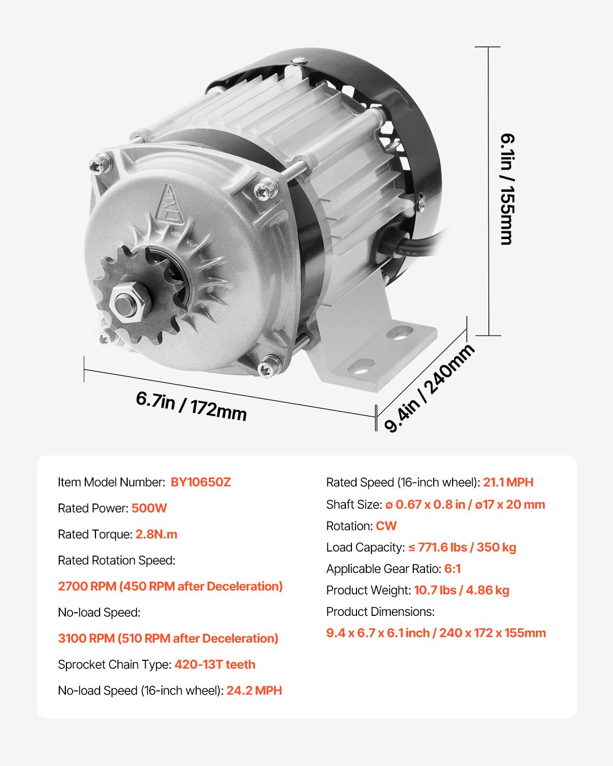 500W Electric Brushless DC Motor Kit - 48V 2700rpm Motor with Upgraded Speed Controller for Go Karts E-Bike Motorcycle Scooter