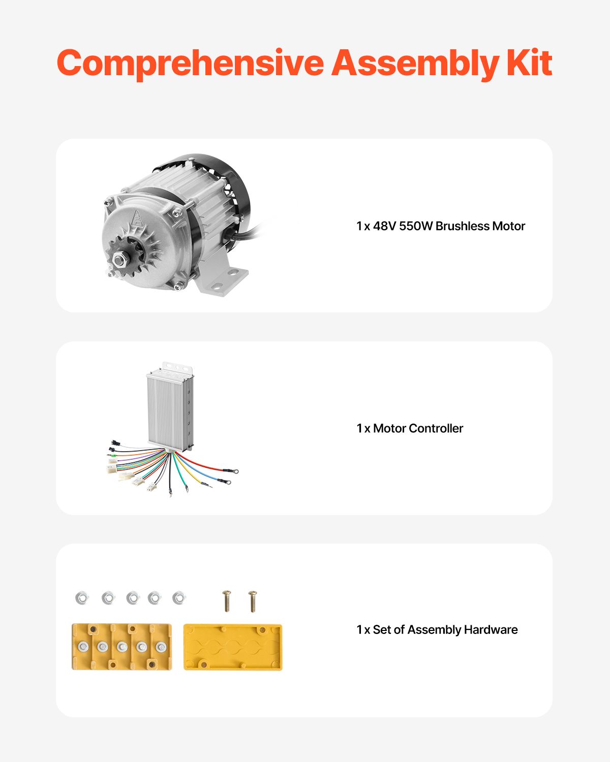 500W Electric Brushless DC Motor Kit - 48V 2700rpm Motor with Upgraded Speed Controller for Go Karts E-Bike Motorcycle Scooter