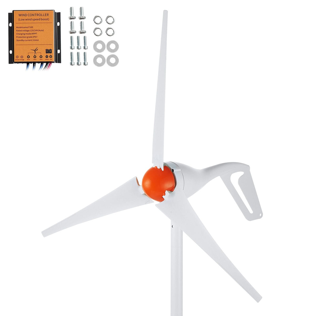 500W Wind Turbine Generator, 12V Wind Turbine Kit, 3-Blade Wind Power Generator with MPPT Controller, Adjustable Windward Direction & 2.5m/s Start Wind Speed, Suitable for Home, Farm, RVs, Boats