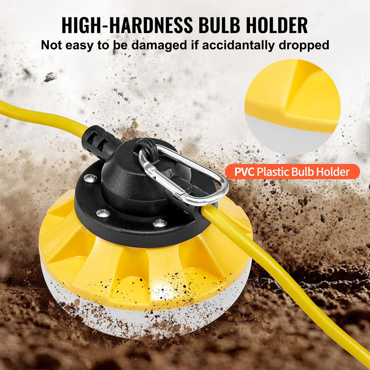 50FT Construction String Lights, 50W 5000LM, 5PCs String Work Light, 5000K Daylight & IP65 Waterproof, with Hanging Hooks, for Construction Site, Temporary Lighting Indoor & Outdoor, ETL Listed
