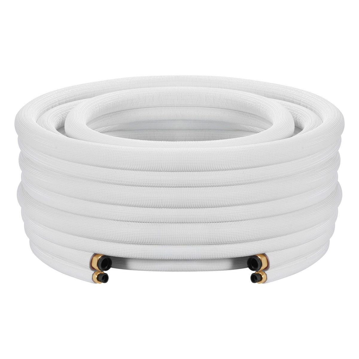 50ft Mini Split Line Set, 1/4' & 1/2' OD AC Copper Tubing Pipe, 3/8 White PE Thickened Insulated Coil with Flared Nuts, Rich Fittings, for Mini Split Air Conditioner HVAC or Heat Pump System