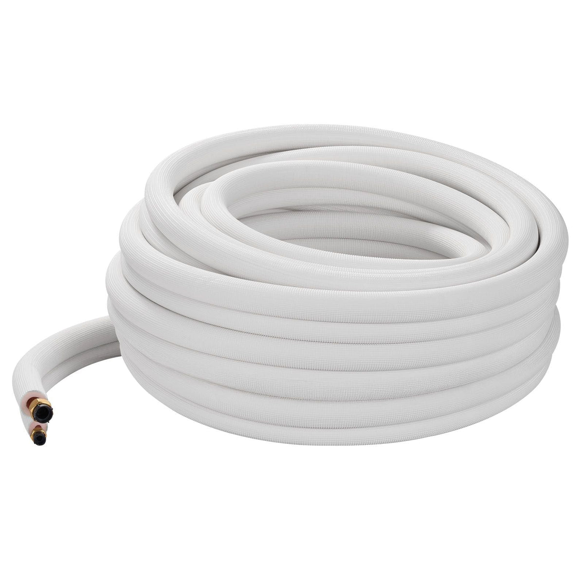 50ft Mini Split Line Set, 1/4' & 1/2' OD AC Copper Tubing Pipe, 3/8 White PE Thickened Insulated Coil with Flared Nuts, Strapping Tapes, for Mini Split Air Conditioner HVAC or Heat Pump System