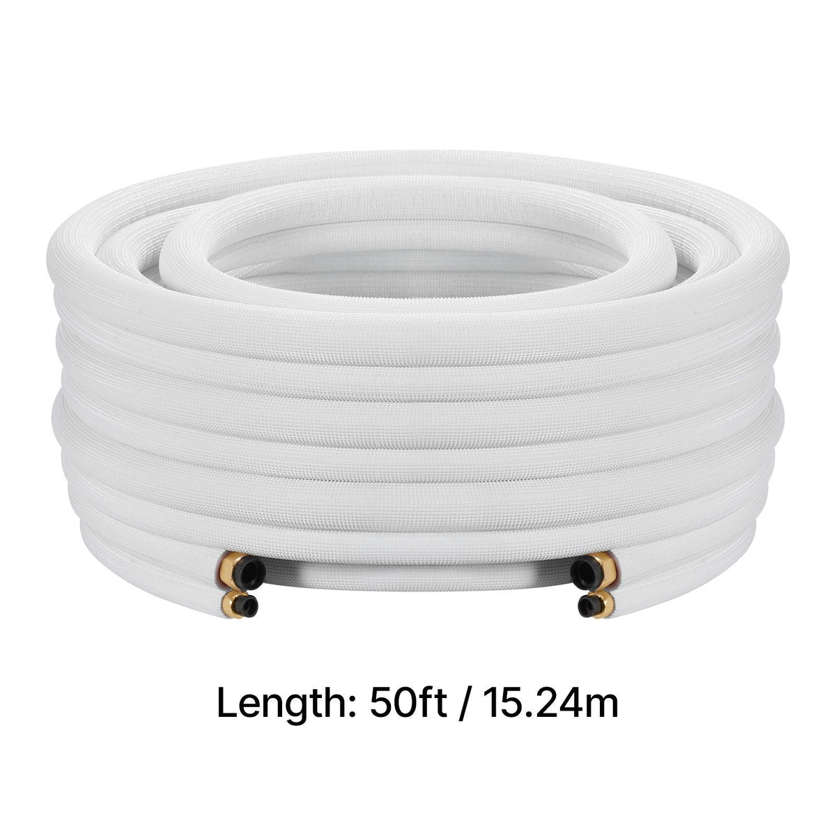 50ft Mini Split Line Set, 3/8' & 5/8' OD AC Copper Tubing Pipe, 3/8 White PE Thickened Insulated Coil with Flared Nuts, Rich Fittings, for Mini Split Air Conditioner HVAC or Heat Pump System