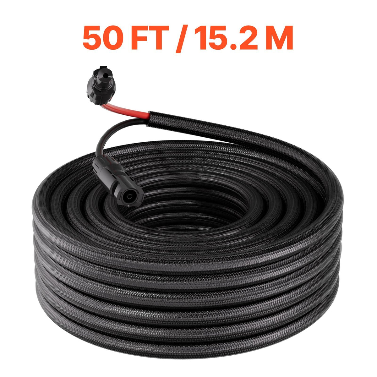 50FT Solar Panel Extension Cable, 10 AWG, Solar Panel Wire with Flame Retardant Protective Sleeving, Female and Male Connectors, IP67 Waterproof PV Wire, for Outdoor Automotive RV, Black & Red