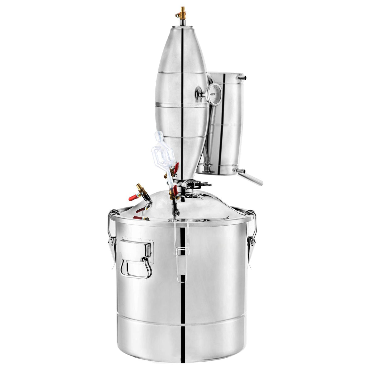 50L 13.2Gal Water Alcohol Distiller 304 Stainless Steel Alcohol Still Wine Making Boiler Home Kit with Thermometer for Whiskey Brandy Essential, Sliver