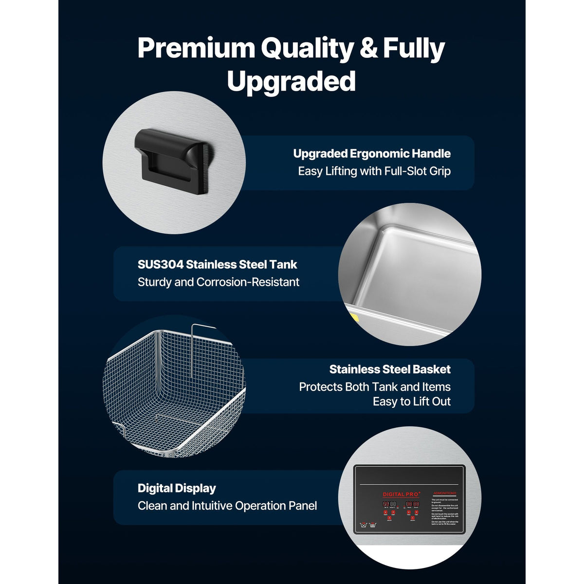 50L Ultrasonic Cleaner, Professional Ultrasonic Cleaner Machine with Cleaning Basket & Digital Display, 840W Stainless Steel Large Cleaning Machine with Wheels for Industrial Parts, Carburetors