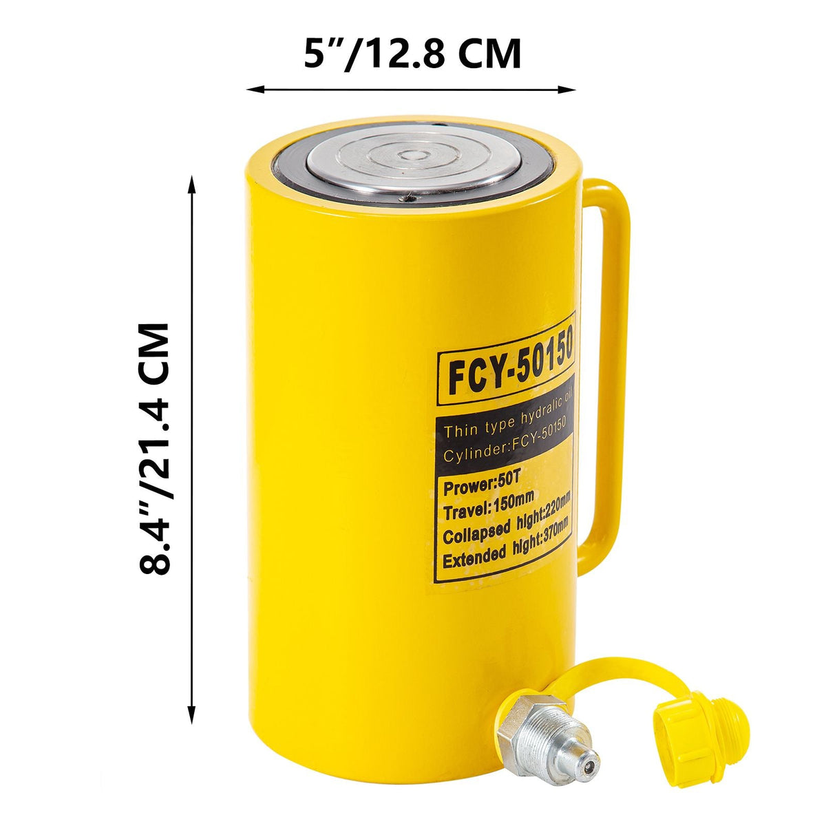 50T 6" Stroke Single Acting Hydraulic Cylinder Jack Ram