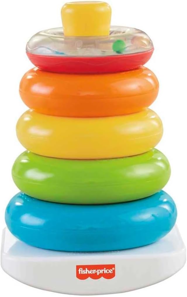 Fisher-Price Baby’s First Blocks & Rock-a-Stack Toy Set, Bucket of 10 Shapes & Ring Stacking Activity for Developmental Play Ages 6+ Months (Amazon Exclusive)