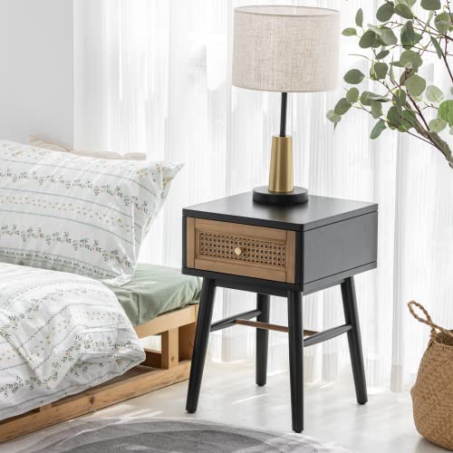 COZAYH Set of 2 Fully-Assembled Modern Farmhouse Clean-Lined Nightstand, End Table with 1 Drawer, Black - color: Black, style: 1 Drawer/2 pack