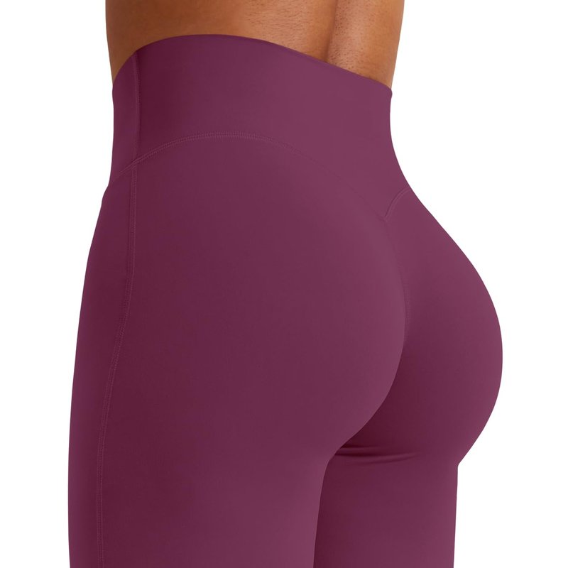 YEOREO Workout Leggings Womens No Front Seam Straight Leggings 33" High Waist Buttery Eddiy Gym Yoga Pants Black Cherry S