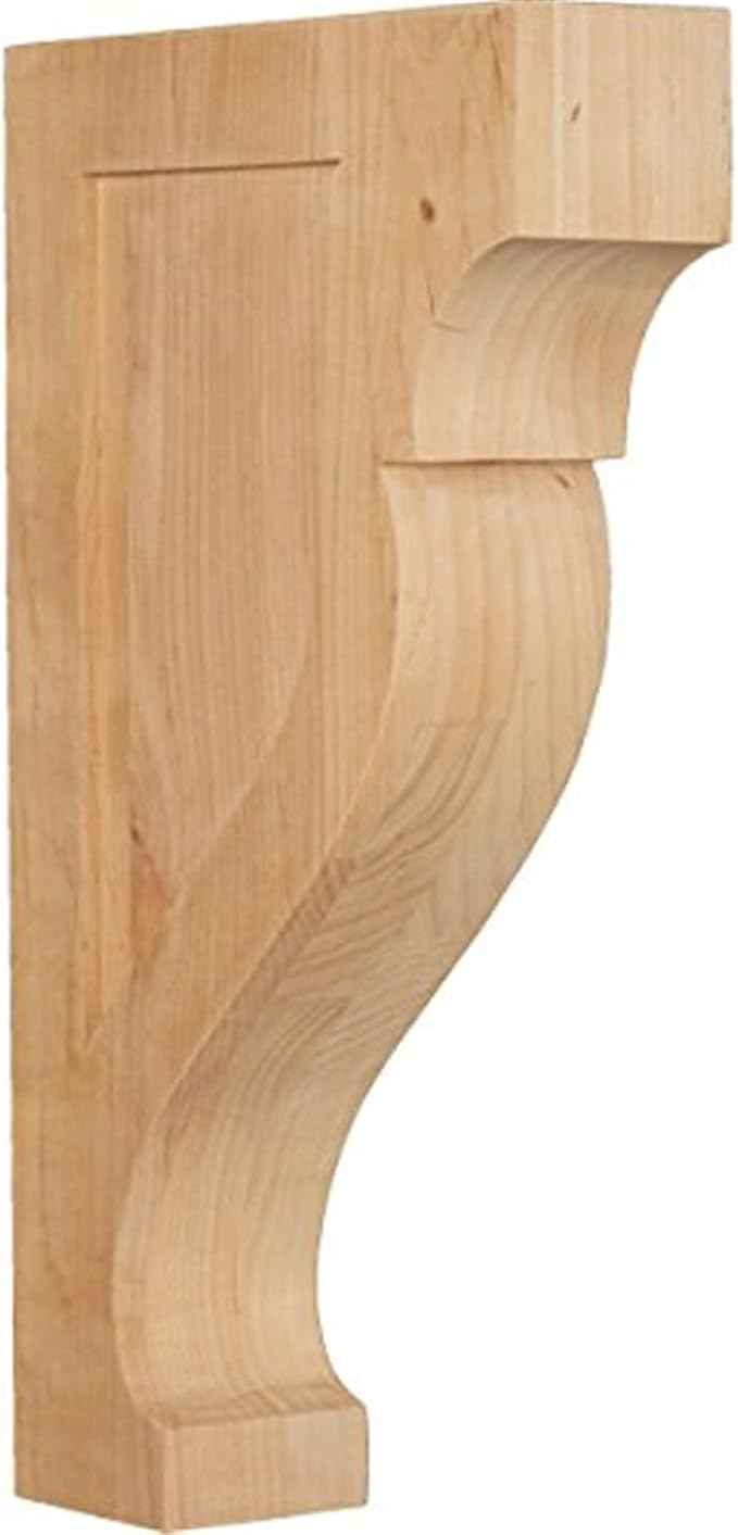 Ekena Millwork CORW03X10X18RKAL Extra Large Rockport Wood Corbels, 3 1/8"W x 10"D x 18"H, Alder