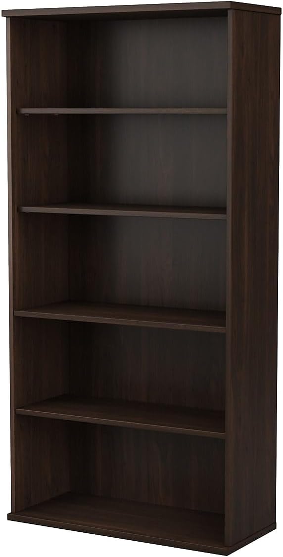 Bush Business Furniture Hybrid Tall 5 Shelf Bookcase in Black Walnut