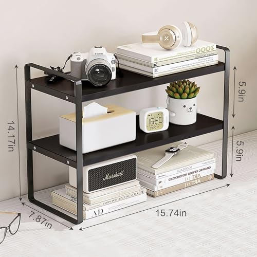 SIDIANBAN Desktop Organizer Shelf Office Storage Rack Computer Desk Bookshelf Adjustable Display Shelf for Office Supplies (Black) - color: Black Rack & Black Board