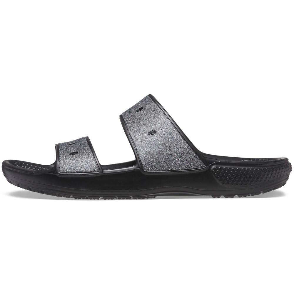 Crocs Unisex Classic Sandal - Seasonal Graphics Black/Glitter Rainbow Men's 5, Women's 7 Medium