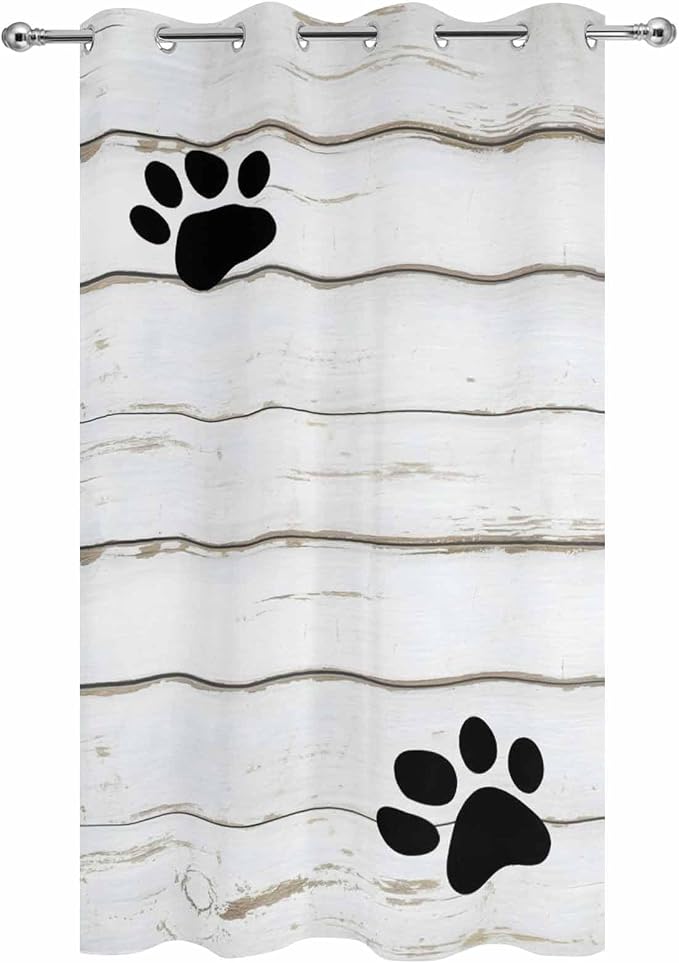 Wood Grain Outdoor Curtains for Patio Claws Animals Wooden White Waterproof