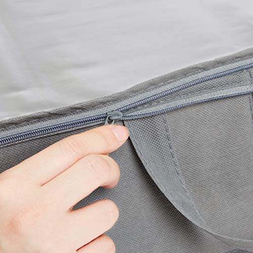 Amazon Basics Under Bed Storage Bags for Clothes, Blankets and Linens, Foldable Fabric Containers with Clear Window and Handles, 30.2" x 20" x 5.7", Gray, 2-Pack - size: 30.2" x 20" x 5.7", style: Flat Loop Handles Underbed - 2 Pack
