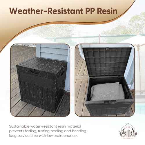 33 Gallon Outdoor Storage Box, Small Deck Box Waterproof, Lockable Secure Package Bin Delivery Box for Outside Front Porch, Patio Cushions Storage Box, Delivery Driver Snack Box for Porch, Black