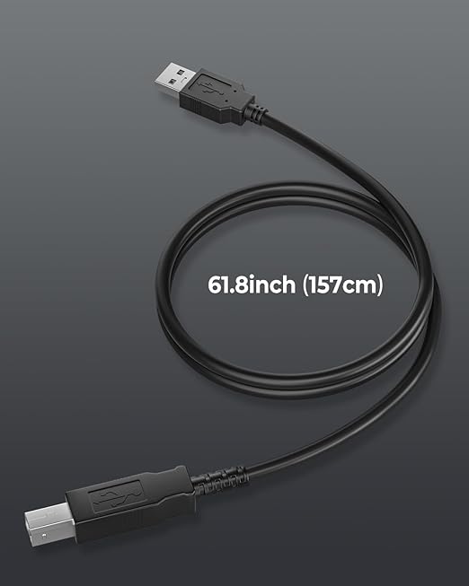 MUNBYN USB Cable, Black USB Cord for 130B, 941B, and P941 Thermal Printers, and Other Shipping Label Printers