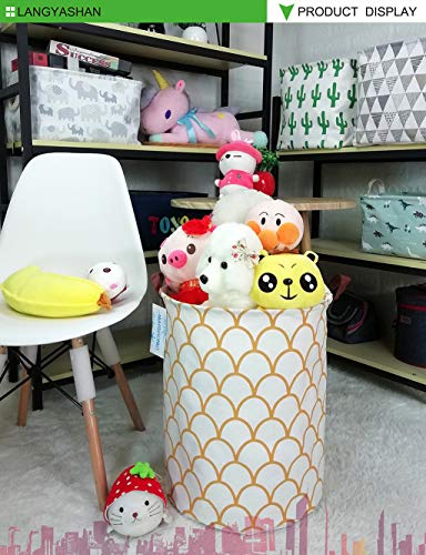 LANGYASHAN Laundry Basket Canvas Fabric Collapsible Organizer Basket for Storage Bin Toy Bins Gift Baskets Bedroom Clothes Children Nursery Hamper (gold egg) - color: Fish scale