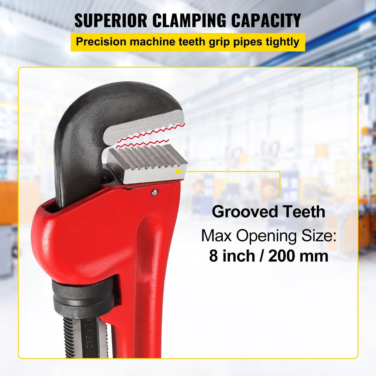 51" Cast Iron Handle Heavy-Duty Hook Jaw Straight Pipe Wrench