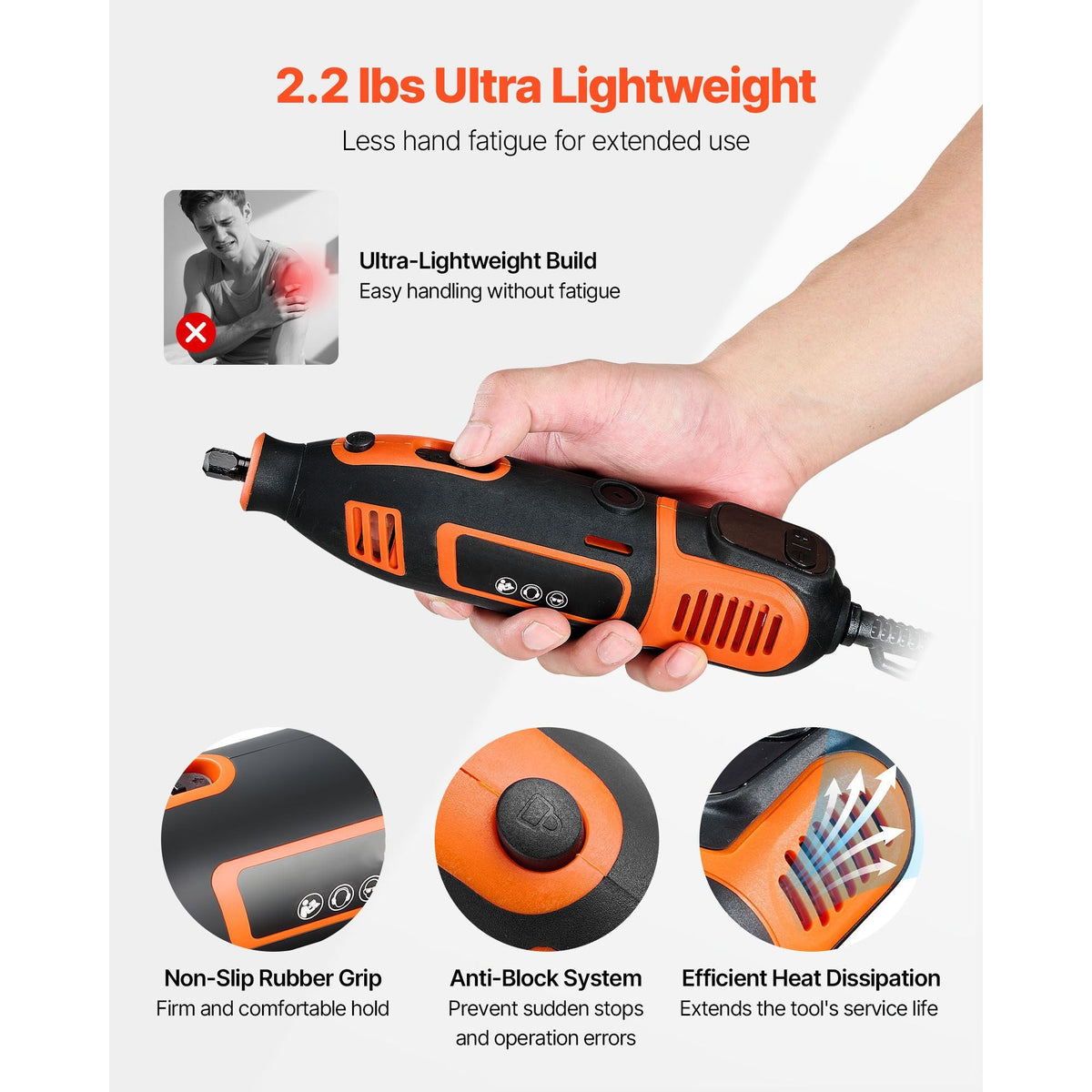 51-Piece Rotary Tool Kit, 200W Mini Power Rotary Tool Corded, 8000-40000RPM Multi-Purpose DIY Tools with Universal Chuck for Engraving, Sanding, Grinding, Polishing, Cutting, DIY Crafts