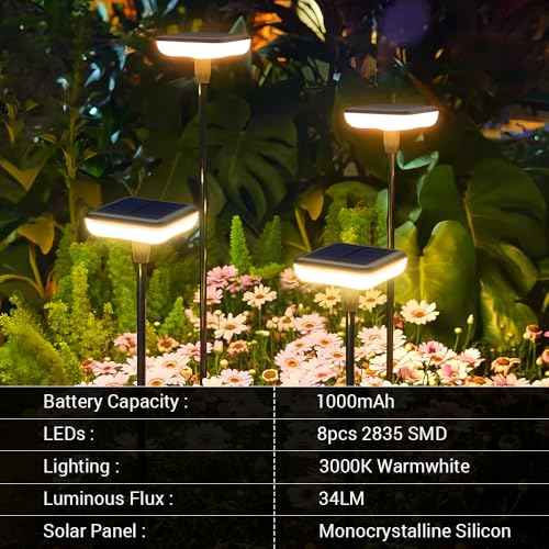 Solar Pathway Lights Outdoor 6 Pack Solar Powered Garden Lights 12H Long Lasting Auto On/Off Solar Swaying Light IP65 Waterproof for Planter Flowers Landscape Lighting Decoration Warm White