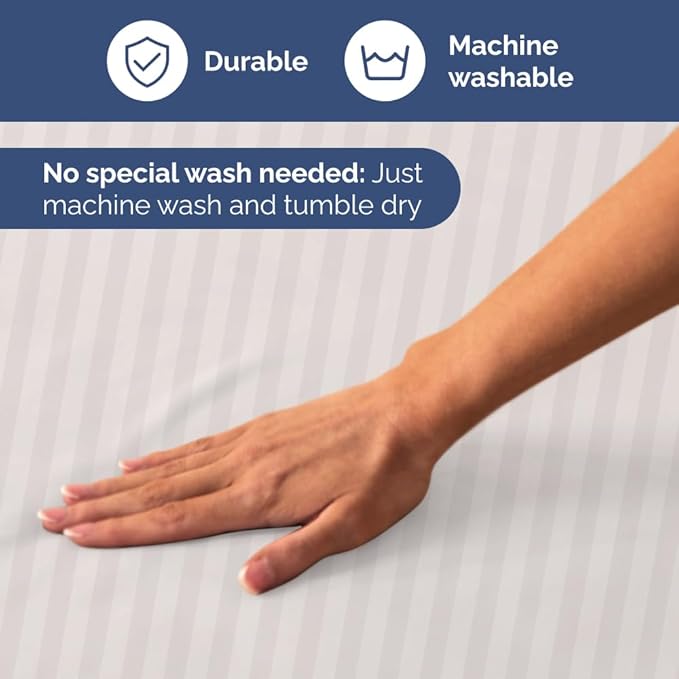 Grey Striped Sheets - 1 Flat & 1 Fitted Sheet & 1 Pillowcase w/ Deep Pockets - Comfy, Easy-Care, Wrinkle & Fade Resistant - Ultra-Soft, Breathable & Cooling - Luxury Pinstripe Bedding - Twin Size