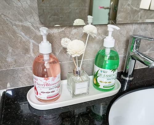 Ceramic Sink Tray, Bathroom Counter Tray, Bathtub, Cosmetics Dish, Candle, Perfume Shampoo Liquid Soap Simple Style Design Suit for Bathroom and Kitchen (White) - color: White