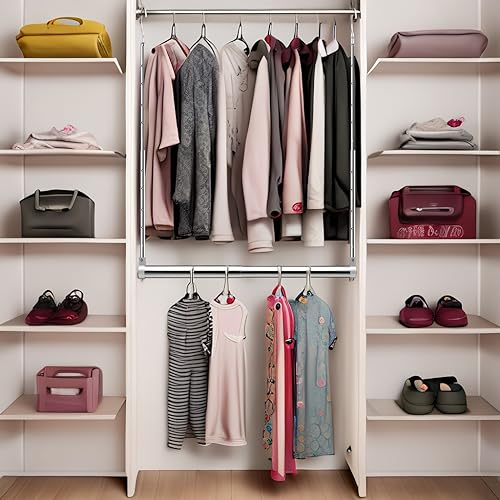 Adjustable Hanging Closet Rod, Extender Hanging Rod, Closet Hanging Organizer, Heavy Duty Closet Bar, Hanging Rod (1 Pack, Chrome) - color: Chrome, size: 1 Pack