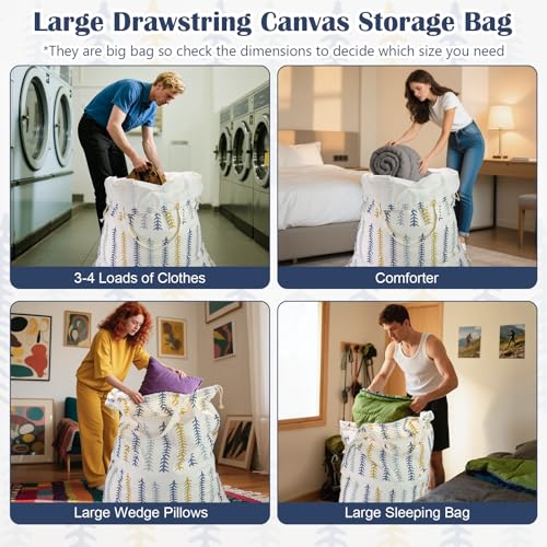 Canvas Laundry Bag 33"Wx 35"H, Thick Canvas Laundry Bag with Handles & Drawstring, Extra Large Heavy Duty Washable Basket Liner Hamper Liner Storage Sack (Fishbone) - color: Fishbone,1pc XL, size: XL 33"W x 35"H┃1 Pack