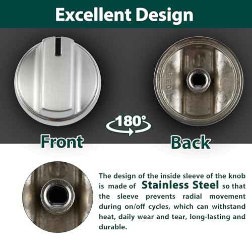 WB03X29315 KIP 5U06 191D9233 Stove Knobs Cooktop Replacement Parts for GE Cooktop Knob Stainless Steel 30 Inch JGP5030SLSS Gas Range Oven Knobs Stove Top Control Knob Surface Burner Knobs 5 Pcs