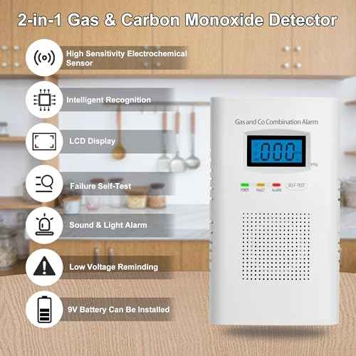 Combination Gas & Carbon Monoxide Detectors - Plug in Carbon Monoxide Alarm & Natural Gas Detector for Home, 2-in-1 Co Detector & Combustible Gas Detector with Digital Display, Easy to Install