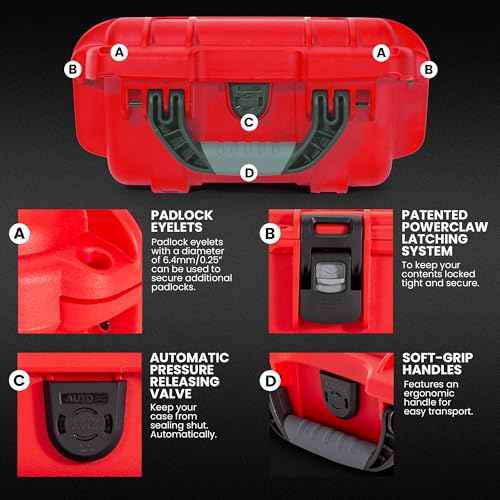 NANUK 905 Waterproof First Aid Case Empty ? Durable, Medical First Aid Organizer Case, IP67-Rated, Dustproof, Impact-Resistant, and Floats (9.4" x 7.4" x 5.5") ? Red