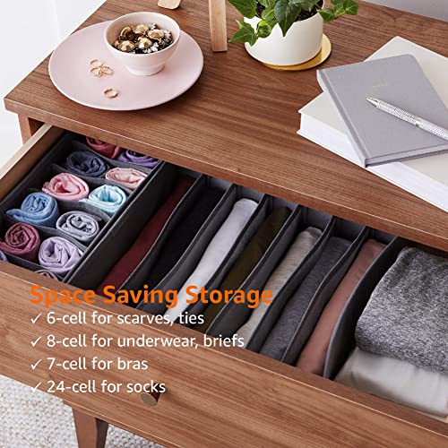 Amazon Basics Dresser Drawer Storage Organizer for Undergarments, Set of 4, Gray | Set of 4 - size: Set of 4