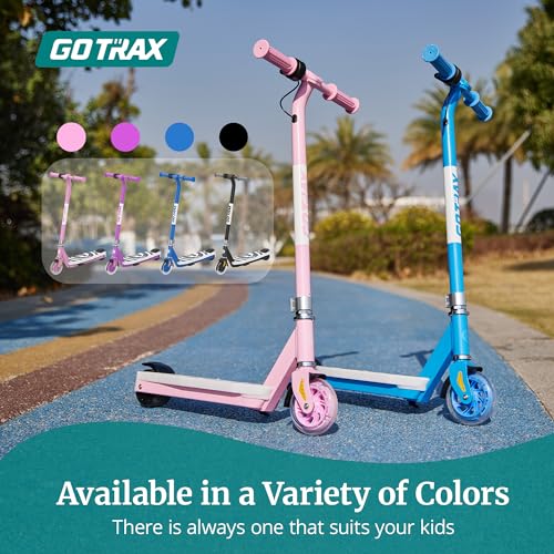 Gotrax Scout Pro Electric Scooter for Kids, Max 3 Mile Range, 6 Mph Speed by 80W Motor and Thumb Throttle, 5" Solid Wheels with Flash Wheel & Deck Lights, Max 110 Lbs Load for Boy & Girl Ages 4-7