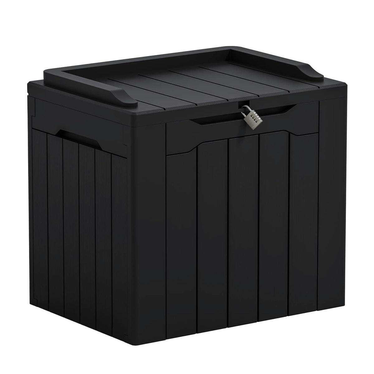 Greesum Outdoor Storage Box 31 Gallon Storage Box with Lid for Patio Furniture, Garden Tools, Pool Supplies, Waterproof and UV Resistant, Lockable, Dark Black