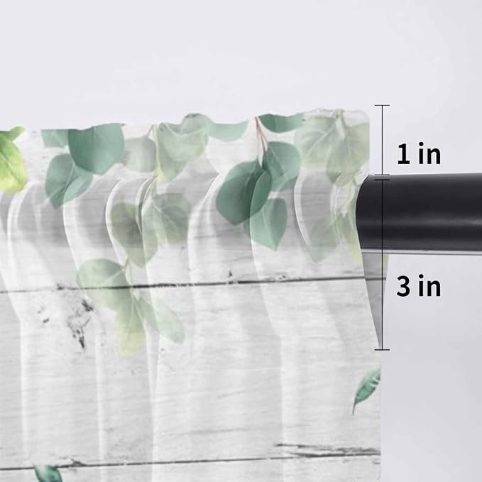 Easter Sheer Valances for Windows 54"x18", Light Filtering Kitchen Curtains