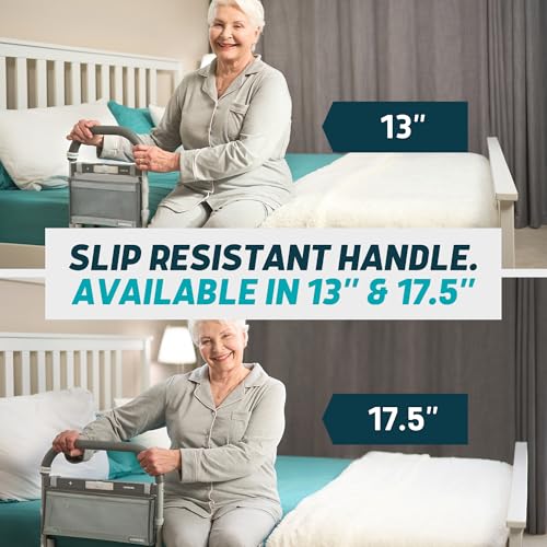 Lunderg Bed Assist Rail for Seniors with Motion-Activated Light & Storage Pocket - Easy to Install Bed Rails for Elderly Adults Safety & Post-Surgery - Helps Reduce Falls & Support Independence - size: 13"