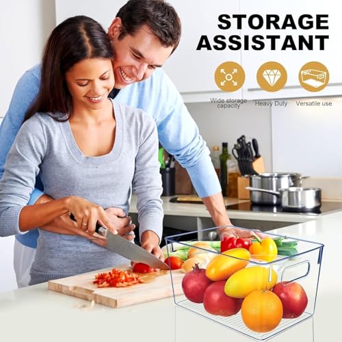 Set of 8 pantry organizers and storage, Clear Plastic Storage Bins for Kitchen Organization, Freezer Storage, Home Edit Containers - size: 4Small+4Large