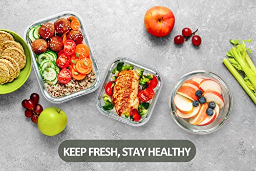 M MCIRCO 24-Piece Glass Food Storage Containers with Upgraded Snap Locking Lids,Glass Meal Prep Containers Set - Airtight Lunch Containers, Microwave, Oven, Freezer and Dishwasher - color: Gray
