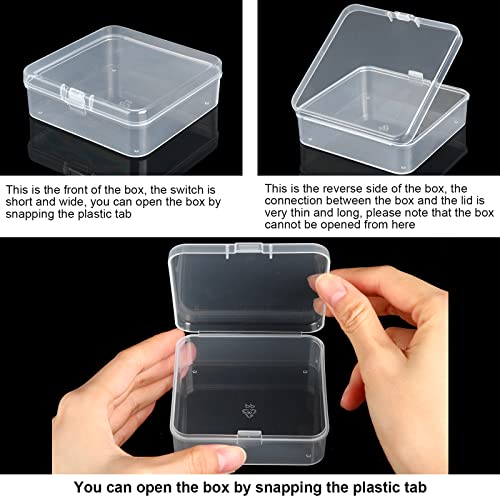 SATINIOR 100 Pcs Clear Plastic Beads Storage Containers Box Small Clear Boxes with Hinged Lid Plastic Case Mini Square Arts Crafts Storage Organizers for Small Items(2.9 x 2.9 x 1 Inch) - size: 2.9 X 2.9 X 1 Inch