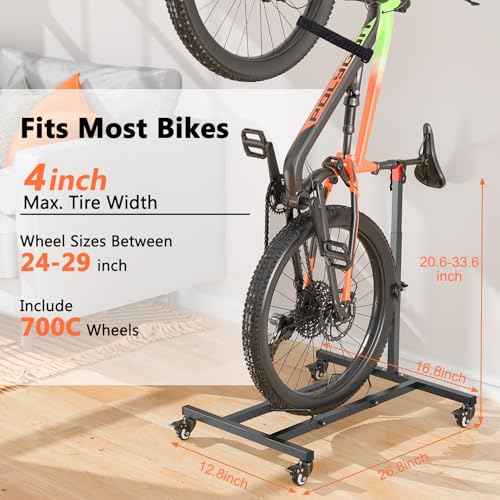 Vertical Bike Stand,Freestanding Space-Saving Bike Rack with Adjustable Height for Wheels Sizes up to 29¡±,Indoor Bike Storage Rack for Garage & Apartment, Upright Bicycle Floor Holder for MTB Road