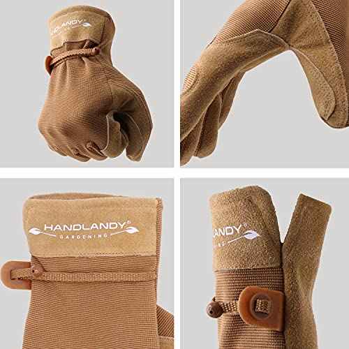 HLDD HANDLANDY Work Gloves for Women and Ladies, Leather Gardening Gloves Flexible Mechanic Working Gloves